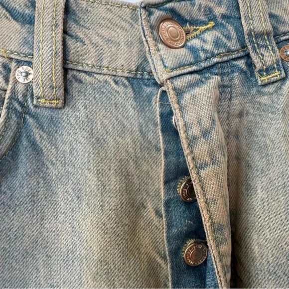 NWT Free People Old West Slouchy Jeans Wide Leg Denim We The Free Blue Tan 28 - Picture 6 of 17